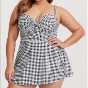 Torrid Black and White Check Swim Dress size 4